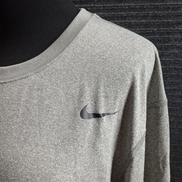 Nike Dri-Fit Men Long Sleeve Crew Neck Training Shirt Gray - Picture 7 of 9